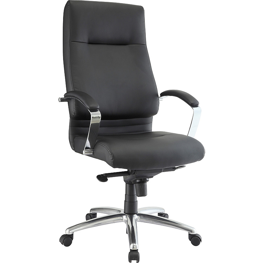 Lorell Executive High-back Chair with Fixed Arms Leather Seat Material - Black Back Color - Leather Back Material - 5-star Base - 1 Each (LLR66922)