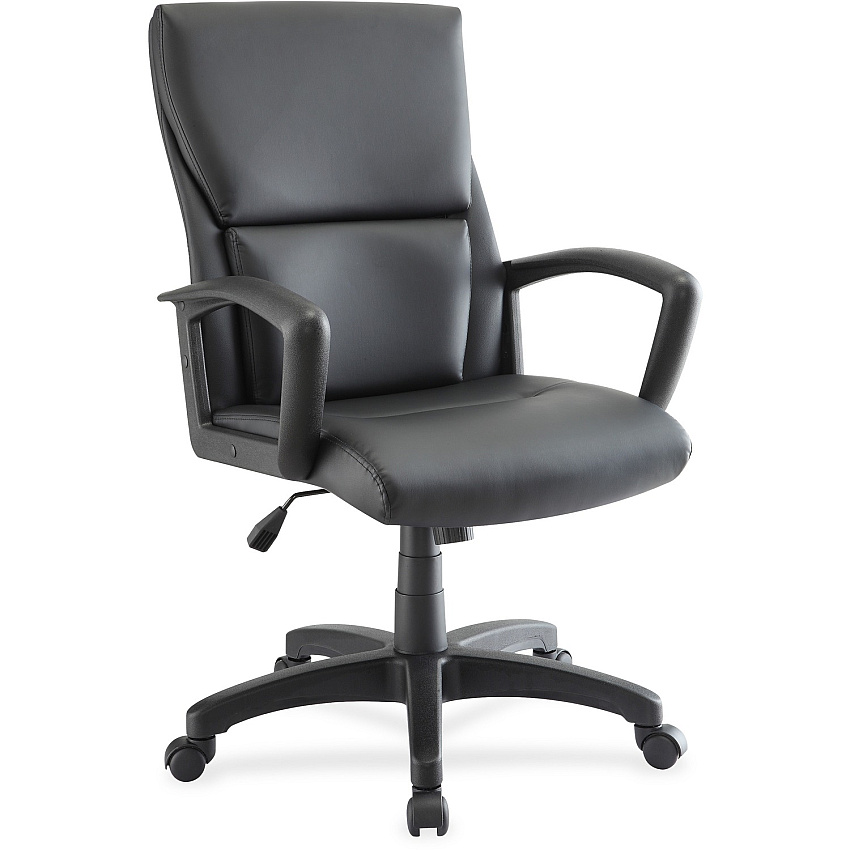 Lorell European Design Executive Mid-back Office Chair Black Seat Color - Bonded Leather Seat Material - Black Back Color - Bonded Leather Back Material - 5-star Base - Black - 1 Each (LLR84570)