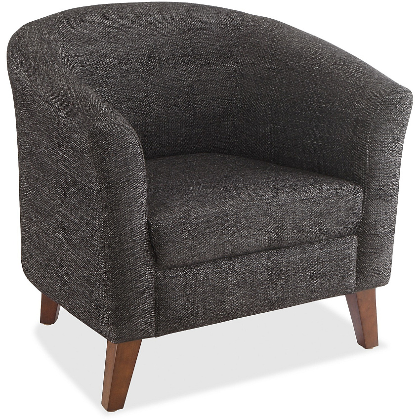 Lorell Barrel Armchair Black Seat Color - Fabric Seat Material - Black Back Color - Fabric Back Material - Four-legged Base - 1 Each (LLR82096)