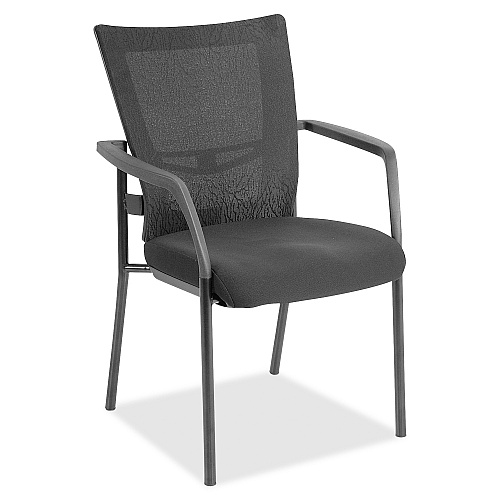 Lorell Mesh Back Guest Chair Black Seat Color - Fabric Seat Material - Nylon Back Material - Powder Coated Frame Color - Four-legged Base - Black, Gray - Armrest - 1 Each (LLR85566)