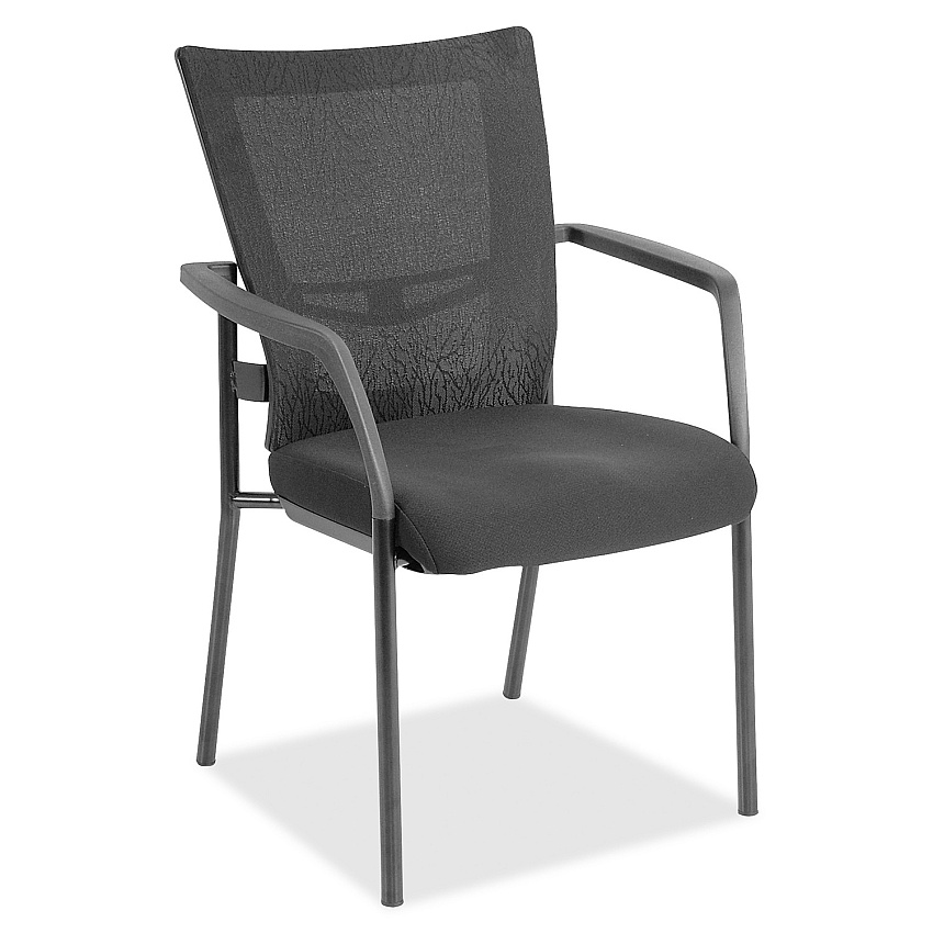 Lorell Mesh Back Guest Chair Black Seat Color - Fabric Seat Material - Nylon Back Material - Powder Coated Frame Color - Four-legged Base - Black, Gray - Armrest - 1 Each (LLR85566)