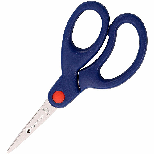 Sparco Bent Handle 5" Kids Scissors 5" Overall Length - Stainless Steel - Pointed Tip - Blue - 1 Each (39049)