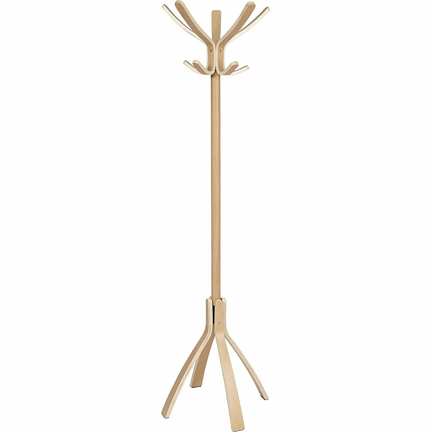 Alba High-capacity Wood Coat Stand 10 Pegs - 48" Height - for Coat, Clothes - Wood - Light Brown - 1 Each (PMCAFEC)