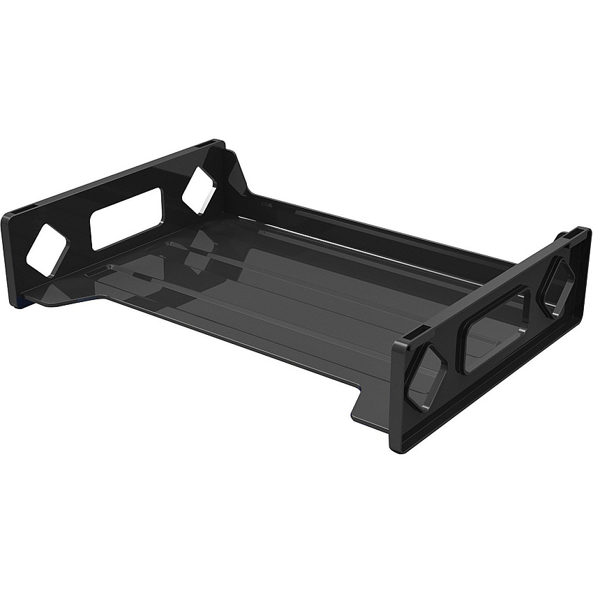 Deflecto Sustainable Office Stackable Desk Tray 2.75" Height x 16.13" Width x 9" Depth - Desktop - Stackable, Sturdy, Eco-friendly, Durable - 30% Recycled - Black - Plastic - 1 Each (399104)
