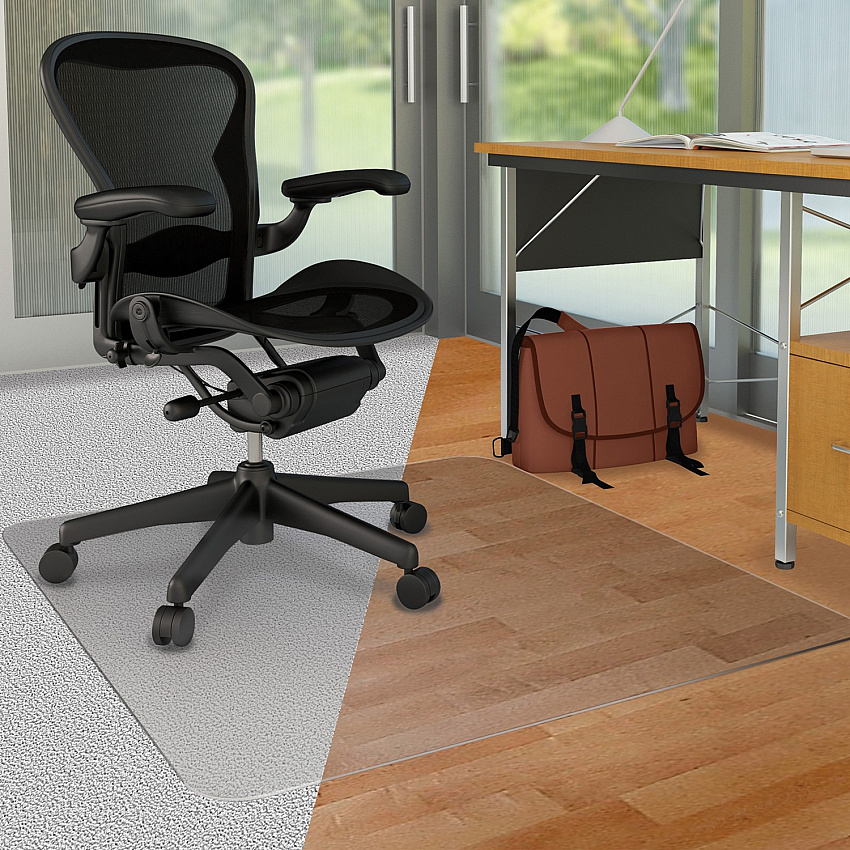 Deflecto DuoMat Multi-surface Chairmat Carpet, Hard Floor - 60" Length x 46" Width - Rectangular - Classic - Clear - 1 Each (CM23442FDUO)