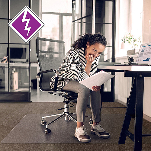 Computex&reg; Anti-Static Vinyl Rectangular Chair Mat for Carpets up to 3/8" - 48" x 60" Carpet, Electrical Equipment, Home, Office - 60" Length x 48" Width x 0.110" Depth x 0.110" Thickness - Rectangular - Polyvinyl Chloride (PVC), Vinyl - Cl (3115226EV)