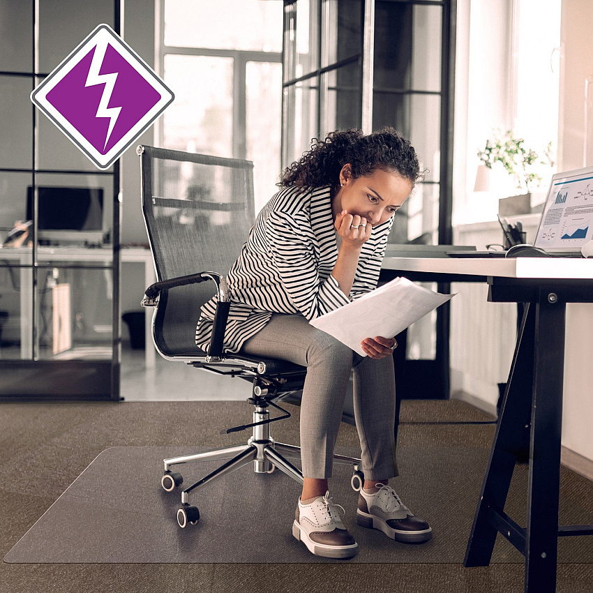 Computex&reg; Anti-Static Vinyl Rectangular Chair Mat for Carpets up to 3/8" - 48" x 60" Carpet, Electrical Equipment, Home, Office - 60" Length x 48" Width x 0.110" Depth x 0.110" Thickness - Rectangular - Polyvinyl Chloride (PVC), Vinyl - Cl (3115226EV)