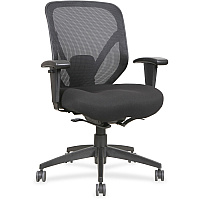 Lorell Executive Self-tilt Mesh Mid-back Office Chair Fabric Seat Material - Fabric Back Material - 5-star Base - Black - 1 Each (LLR20017)