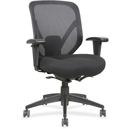 Lorell Executive Self-tilt Mesh Mid-back Office Chair Fabric Seat Material - Fabric Back Material - 5-star Base - Black - 1 Each (LLR20017)