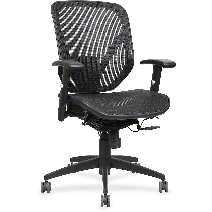 Lorell Executive Synchro Tilt Mesh Mid-back Office Chair Black Seat Color - Black Back Color - Plastic Frame Material - 5-star Base - Black - 1 Each (LLR40203)