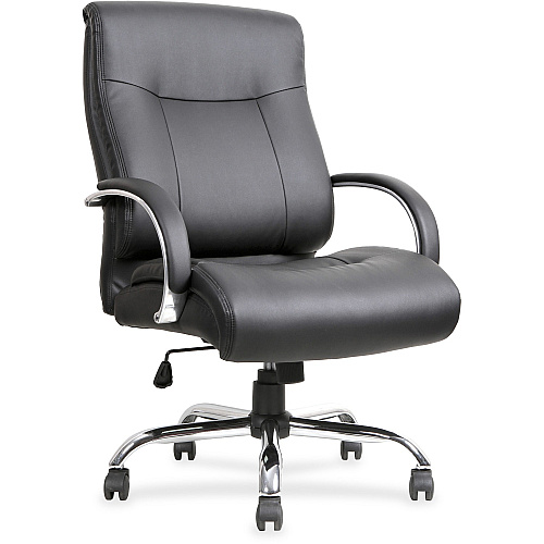 Lorell Deluxe Big & Tall Chair Black Seat Color - Bonded Leather Seat Material - Black Back Color - Bonded Leather Back Material - 5-star Base - Black - 1 Each (LLR40206)