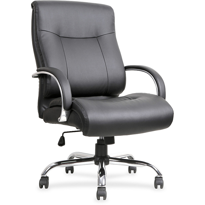 Lorell Deluxe Big & Tall Chair Black Seat Color - Bonded Leather Seat Material - Black Back Color - Bonded Leather Back Material - 5-star Base - Black - 1 Each (LLR40206)