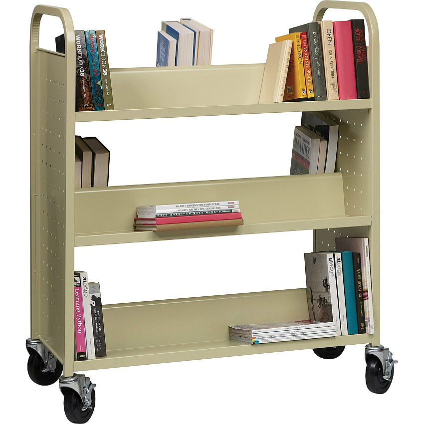 Lorell Double-sided Book Cart 6 Shelf - 200 lb Capacity - 5" Caster Size - Steel - 36" Width x 19" Depth x 46" Height - Putty - 1 Each (LLR49202)