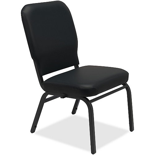 Lorell Oversize Stack Chairs with No Arms Black Seat Color - Vinyl Seat Material - Black Back Color - Vinyl Back Material - Steel Frame Material - Four-legged Base - 2 / Carton (LLR59596)