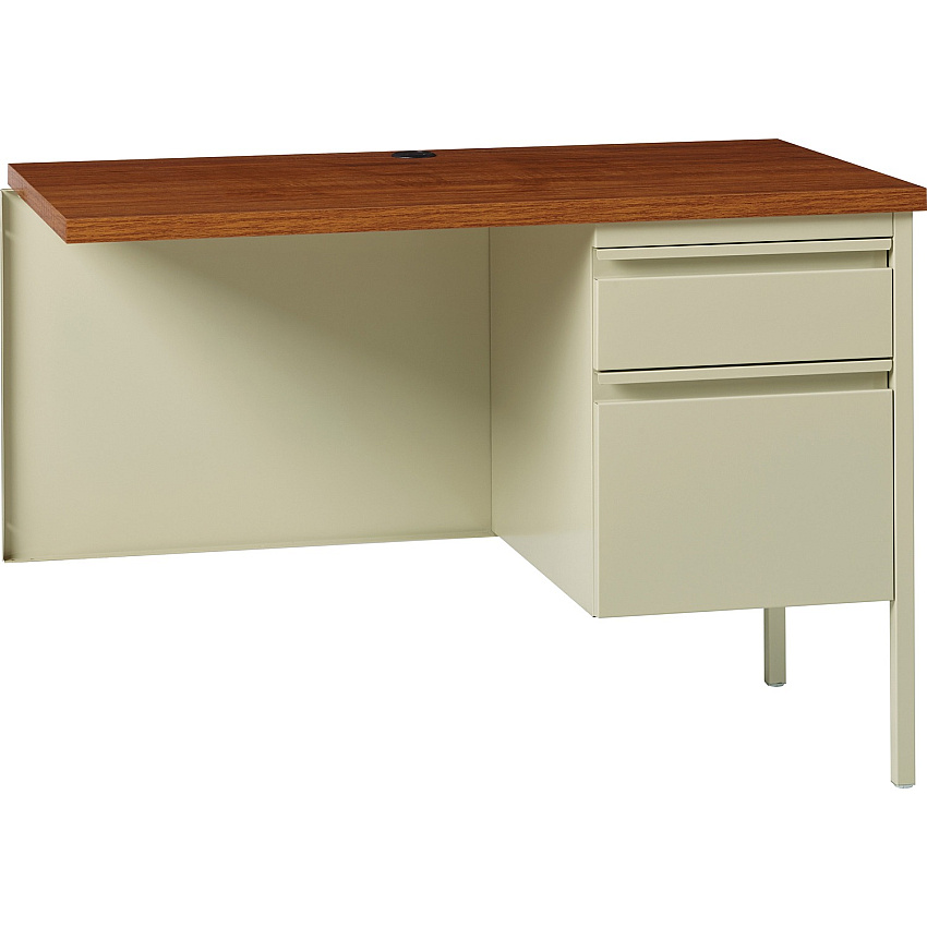 Lorell Fortress Series Right-Pedestal Return Rectangle Top - 42" Table Top Width x 24" Table Top Depth x 1.12" Table Top Thickness - 29.50" Height - Office, File - Assembly Required - Oak, Oak Laminate, Putty - Steel - 1 Each (LLR60920)