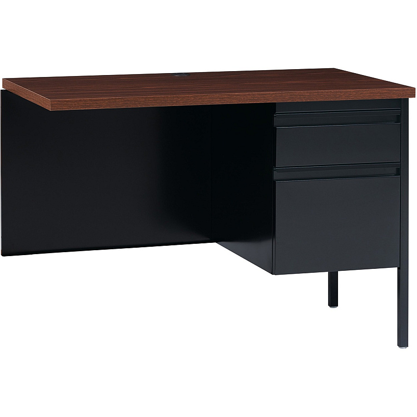 Lorell Fortress Series Right-Pedestal Return Rectangle Top - 42" Table Top Width x 24" Table Top Depth x 1.12" Table Top Thickness - 29.50" Height - Office, File - Assembly Required - Black Walnut, Oak Laminate - Steel - 1 Each (LLR60921)