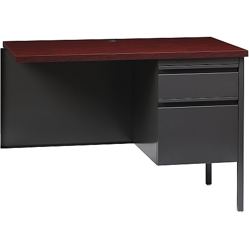 Lorell Fortress Series Right-Pedestal Return Rectangle Top - 42" Table Top Width x 24" Table Top Depth x 1.12" Table Top Thickness - 29.50" Height - Office, File - Assembly Required - Laminated, Mahogany - Steel - 1 Each (LLR60922)