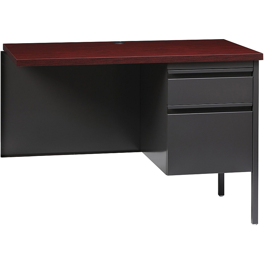Lorell Fortress Series Right-Pedestal Return Rectangle Top - 42" Table Top Width x 24" Table Top Depth x 1.12" Table Top Thickness - 29.50" Height - Office, File - Assembly Required - Laminated, Mahogany - Steel - 1 Each (LLR60922)