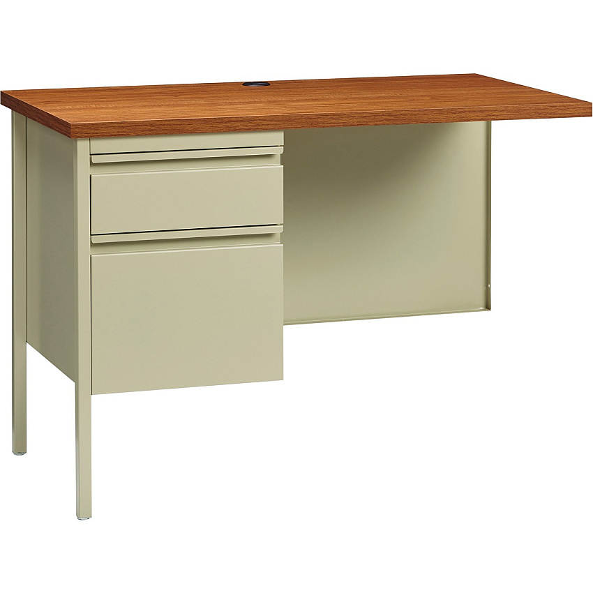 Lorell Fortress Series Left-Pedestal Return Rectangle Top - 42" Table Top Width x 24" Table Top Depth x 1.12" Table Top Thickness - 29.50" Height - Office, File - Assembly Required - Oak, Oak Laminate, Putty - Steel - 1 Each (LLR60923)