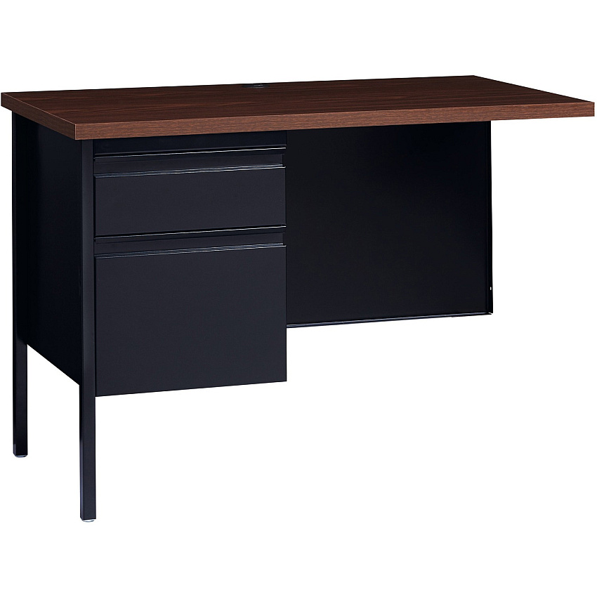 Lorell Fortress Series Left-Pedestal Return Rectangle Top - 42" Table Top Width x 24" Table Top Depth x 1.12" Table Top Thickness - 29.50" Height - Office, File - Assembly Required - Black Walnut, Laminated, Walnut - Steel - 1 Each (LLR60924)