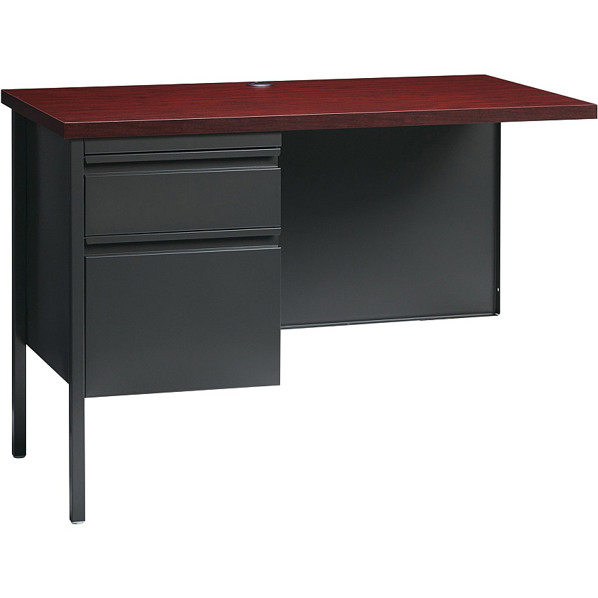 Lorell Fortress Series Left-Pedestal Return Rectangle Top - 42" Table Top Width x 24" Table Top Depth x 1.12" Table Top Thickness - 29.50" Height - Office, File - Assembly Required - Laminated, Mahogany - Steel - 1 Each (LLR60925)