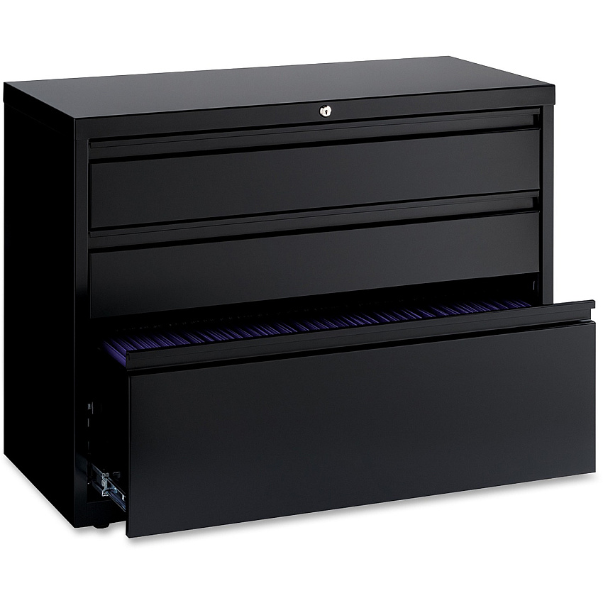 Lorell 36" Box/Box/File Lateral File Cabinet 36" Width x 18.6" Depth x 28" Height - 3 x Drawer(s) for Box, File - A4, Legal, Letter - Lateral - Hanging Rail, Locking Drawer, Ball-bearing Suspension, Magnetic Label Holder, Interlocking, Durable, (LLR60929)