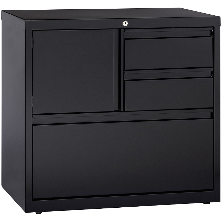 Lorell 30" Personal Storage Center Lateral File 30" Width x 18.6" Depth x 28" Height - 3 x Drawer(s) for File, Box - A4, Letter, Legal - Hanging Rail, Glide Suspension, Grommet, Cable Management, Interlocking, Reinforced Base, Adjustable Glide, (LLR60933)