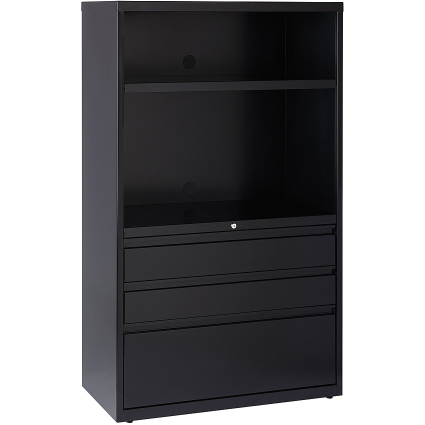 Lorell File/File Lateral File Combo Unit 36" Width x 18.6" Depth x 60" Height - 2 x Shelf(ves) - 3 x Drawer(s) for Box, File - Legal, Letter, A4 - Lateral - Cable Management, Leveling Glide, Adjustable Glide, Locking Drawer, Durable, Ball-beari (LLR66205)