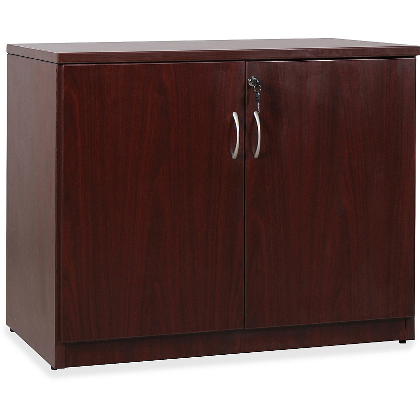 Lorell Essentials Series 2-Door Storage Cabinet 36" Width x 22.5" Depth x 29.5" Height - 2 x Door(s) - Mahogany - Laminate - Melamine Faced Chipboard (MFC) (LLR69612)