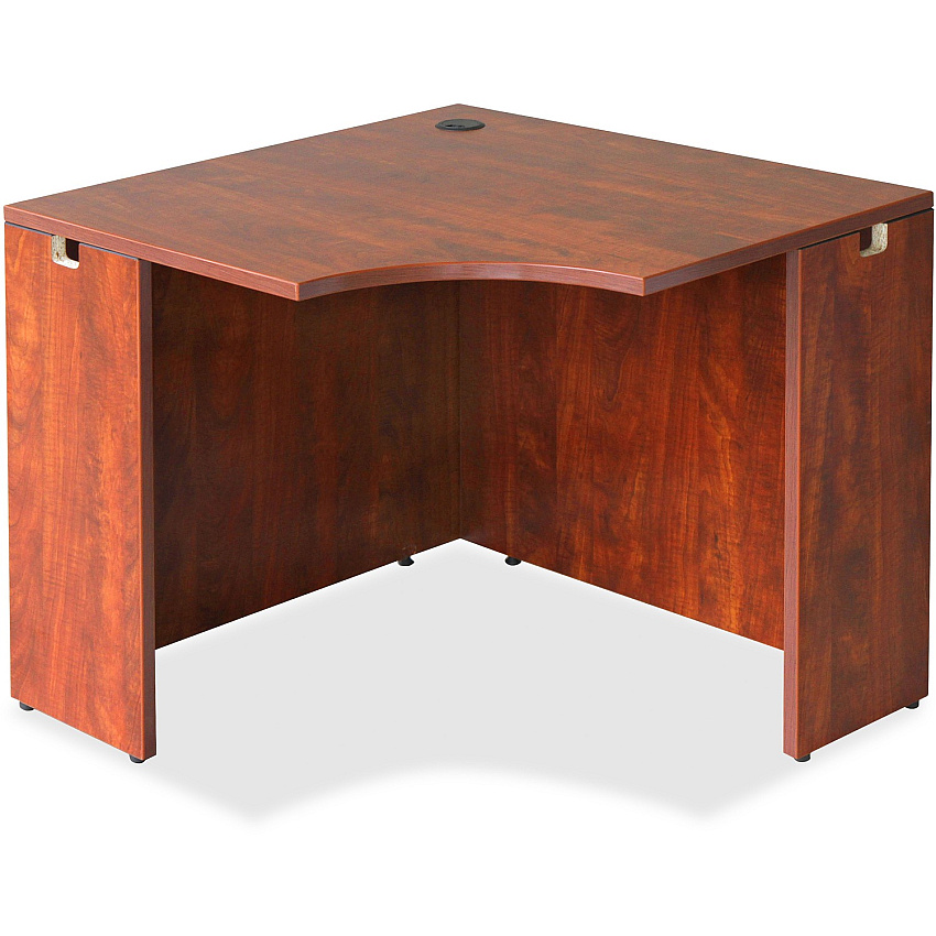 Lorell Essentials Series Corner Desk Laminated Top - 35.38" Table Top Width x 35.38" Table Top Depth x 1" Table Top Thickness - 29.50" Height - Assembly Required - Cherry - 1 Each (LLR69871)