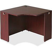 Lorell Essentials Series Corner Desk Laminated Rectangle, Mahogany Top - 35.38" Table Top Width x 35.38" Table Top Depth x 1" Table Top Thickness - 29.50" HeightAssembly Required - Mahogany - 1 Each (LLR69872)