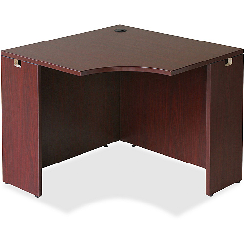 Lorell Essentials Series Corner Desk Laminated Rectangle, Mahogany Top - 35.38" Table Top Width x 35.38" Table Top Depth x 1" Table Top Thickness - 29.50" HeightAssembly Required - Mahogany - 1 Each (LLR69872)