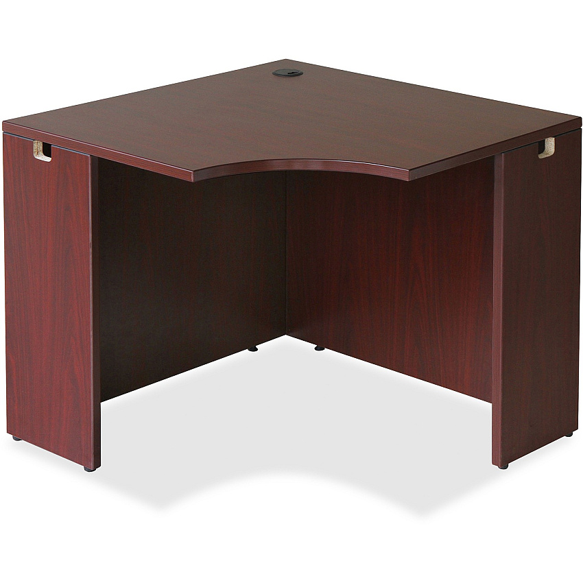 Lorell Essentials Series Corner Desk Laminated Rectangle, Mahogany Top - 35.38" Table Top Width x 35.38" Table Top Depth x 1" Table Top Thickness - 29.50" HeightAssembly Required - Mahogany - 1 Each (LLR69872)