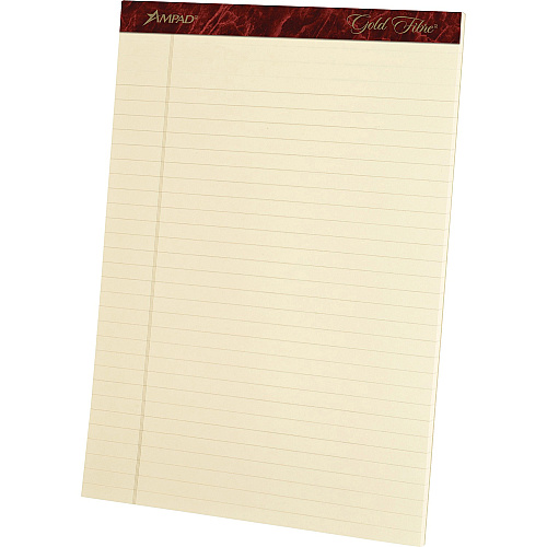 Ampad Gold Fibre Legal Rule Retro Writing Pads 50 Sheets - Wire Bound - 0.34" Ruled - 20 lb Basis Weight - 8 1/2" x 11 3/4" Sheet Size - Ivory Paper - Micro Perforated, Easy Tear, Chipboard Backing, Heavyweight - 4 / Pack (20011)