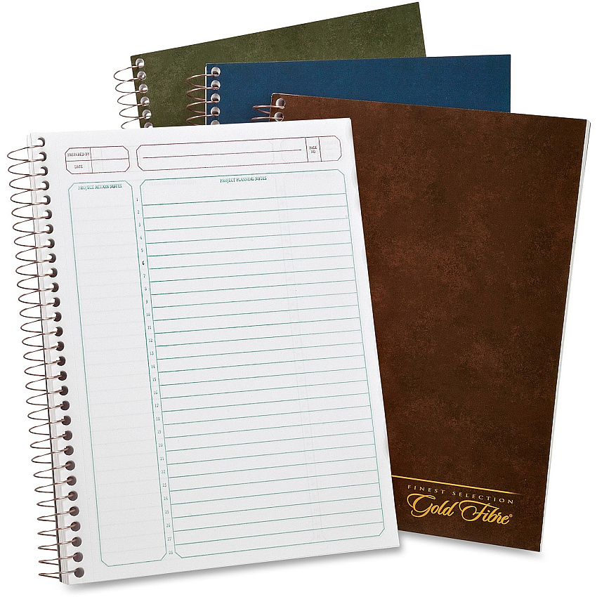TOPS Ampad Gold Fibre Project Planner Small - 7 1/4" x 2/5" Sheet Size - White Sheet - Wire Bound - Assorted Cover - 0.4" Height x 7.3" Width (20817)