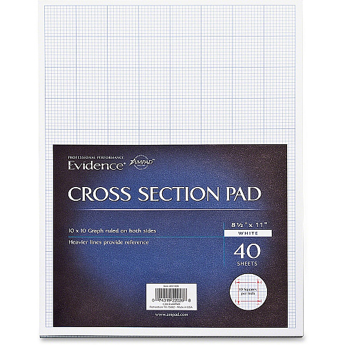 Ampad Graph Pad 40 Sheets - Glue - 20 lb Basis Weight - Letter - 8 1/2" x 11" - White Paper - Chipboard Backing - 1 / Pad (22026)