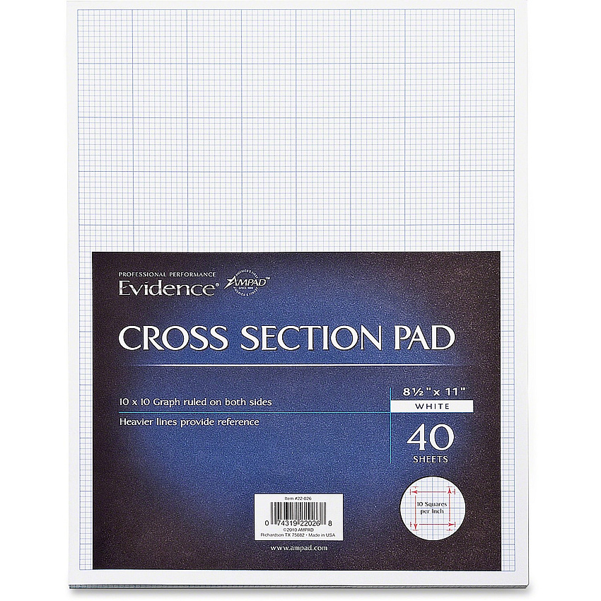 Ampad Graph Pad 40 Sheets - Glue - 20 lb Basis Weight - Letter - 8 1/2" x 11" - White Paper - Chipboard Backing - 1 / Pad (22026)
