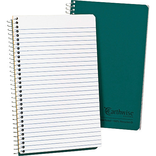 Ampad Oxford Narrow Rule Recycled Wirebound Notebook 80 Sheets - Wire Bound - 5" x 8" Sheet Size - White Paper - Green Kraft Cover - Micro Perforated, Easy Tear, Snag Resistant, WireLock, Subject, Hard Cover, Rigid - Recycled - 1 Each (25400)