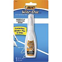 Wite-Out Wite Out 2-in1 Correction Fluid Tip, Brush Applicator - 15 mL - White - Quick Drying - 1 Each (WOPFP11)