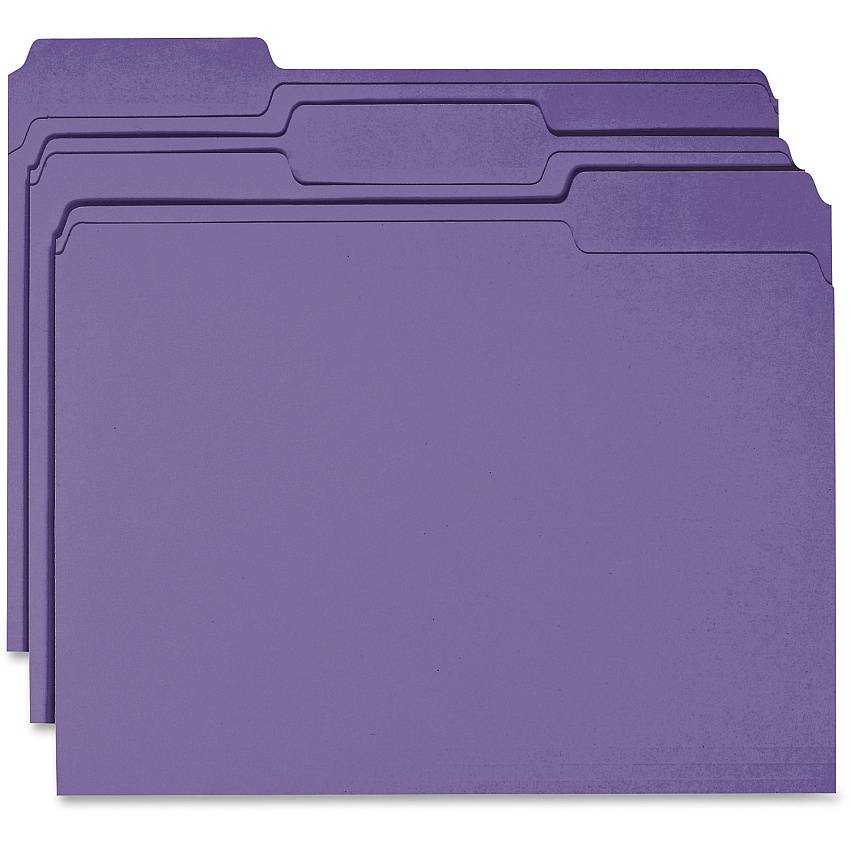 Business Source 1/3 Tab Cut Recycled Top Tab File Folder 11 pt. - Purple - 10% Recycled - 100 / Box (BSN44106)