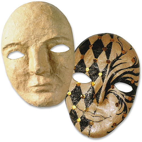 Creativity Street Papier Mache Mask Decoration - 8"Height x 6"Width x 3"Length - 1 Each - Natural - Plastic (4190)
