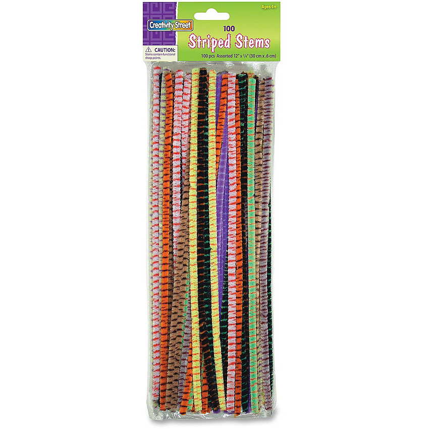Creativity Street Jumbo Chenille Neon Pipe Cleaners Craft Project, Classroom - 12" Height x 0.25" Width x 236.2 mil Thickness x 15" Length - Assorted - Polyester - 100 / Pack (716001)