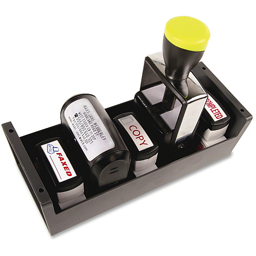 COSCO Standard Stamp/Dater Storage Tray 6 x Stamp - 3" Height x 3.62" Width x 8.87" Depth - Desktop - Lightweight, Durable - Gray - Plastic - 1 Each (086211)