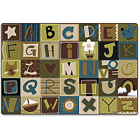 Carpets for Kids&reg; KIDSoft™ Toddler Alpha Blocks Nature Rug 72" Length x 48" Width - Rectangle - Alphabet Blocks - Multi - 1 Each (11724)
