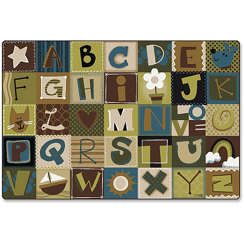 Carpets for Kids&reg; KIDSoft™ Toddler Alpha Blocks Nature Rug Kids - 72" Length x 108" Width - Rectangle - Alphabet Blocks - Multi - 1 Each (11726)