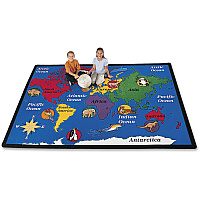 Carpets for Kids&reg; Premium World Explorer Geography Area Rug 69.96" Length x 99.96" Width - Rectangle - Multi - 1 Each (1500)