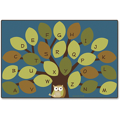 Carpets for Kids&reg; Premium Owl-phabet Tree Woodland Rug 108" Length x 72" Width - Rectangle - Alphabet, Woodland - Multi - 1 Each (20726)