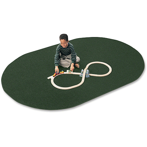 Carpets for Kids&reg; Solid Color Mt. St. Helens Carpet Rug Kids - 72" Length x 108" Width - Oval - Emerald - 1 Each (2169306)