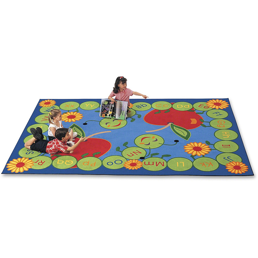 Carpets for Kids&reg; Premium ABC Rectangle Caterpillar Rug 100" Length x 70" Width - Rectangle - Multi - 1 Each (2200)