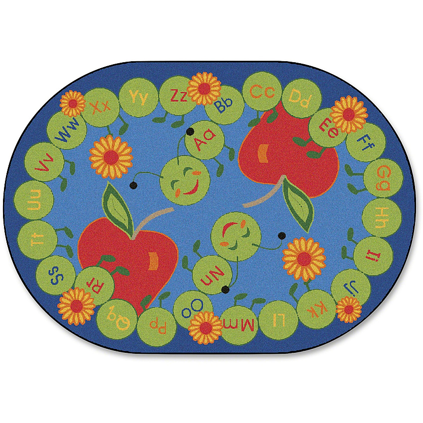 Carpets for Kids&reg; Premium ABC Caterpillar Oval Seating Rug 11.67 ft Length x 9" Width - Oval - Multi - 1 Each (2216)